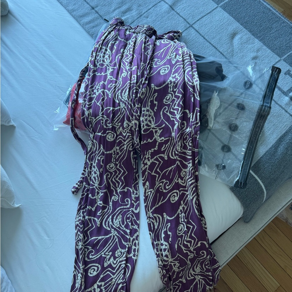 Alexis Purple and White Wide Leg Pants